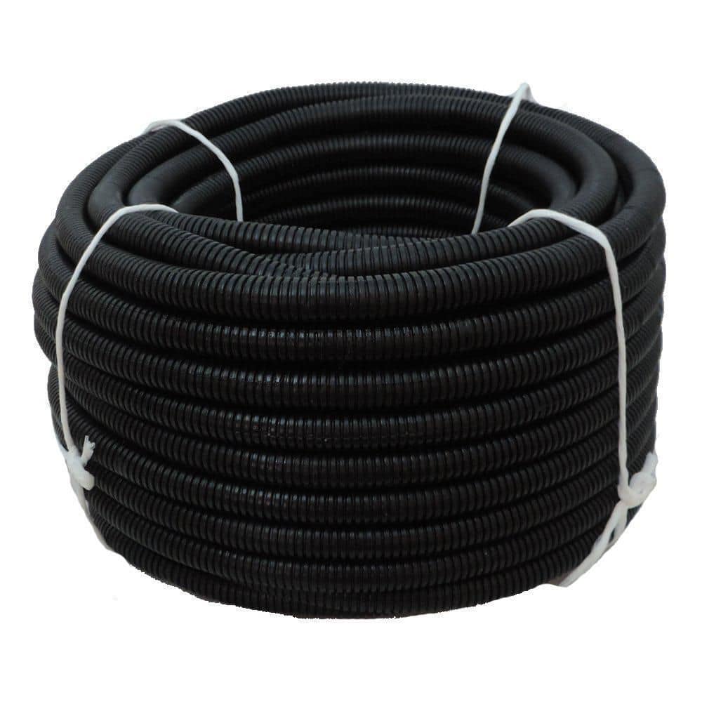 HYDROMAXX 1/2 in. x 100 ft. Flexible Corrugated Black HDPE Non Split Tubing Wire Loom -  BHDPENS012100