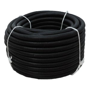 2 in. x 100 ft. Flexible Corrugated Black HDPE Non Split Tubing Wire Loom