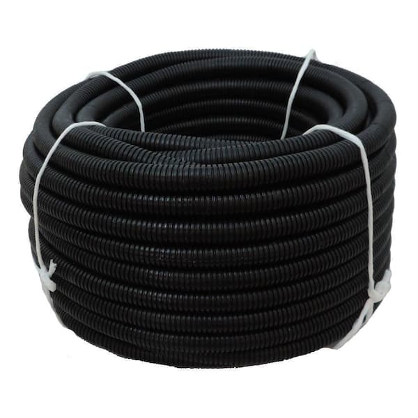 TekTube 3/4 in. x 100 ft Flexible Corrugated Black HDPE NON Split Tubing Wire Loom Non-Metallic Conduit