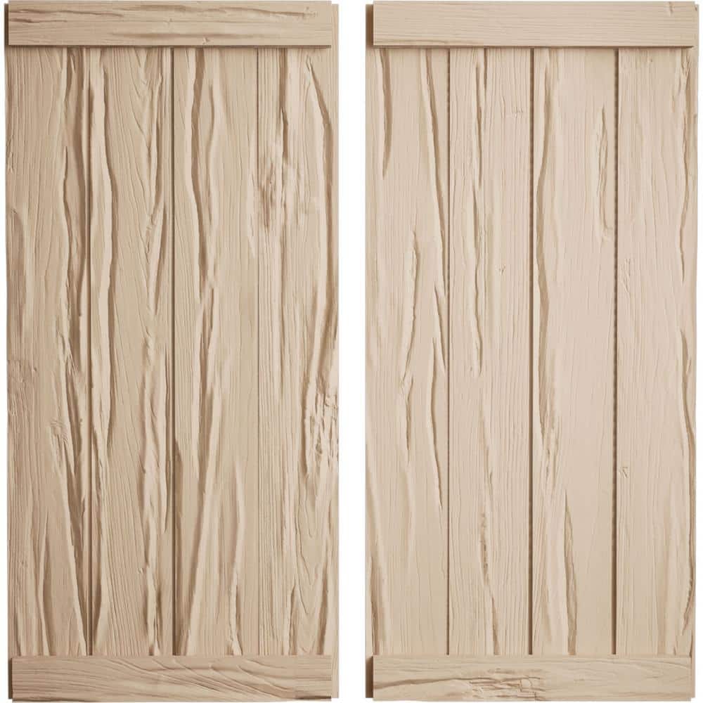 22 in. x 86 in. Timberthane Polyurethane 4-Board Joined Board-n-Batten Riverwood Faux Wood Shutters, End Batten Pair price history on PriceWatchPro