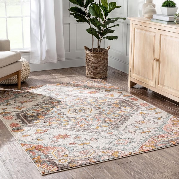 Mystic Gwendolyn Modern Bohemian Vintage Medallion Blush 3 ft. 11 in. x 5 ft. 3 in. Area Rug
