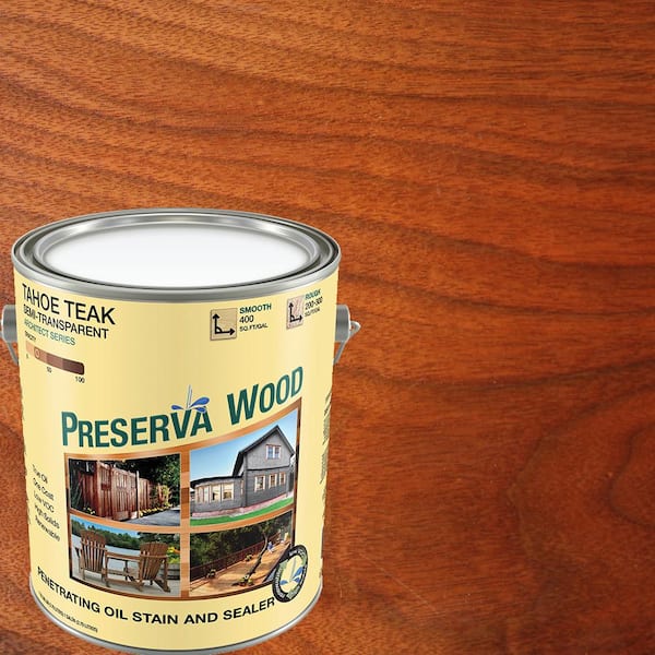 Preserva Wood 1 gal. Semi-Transparent Oil-Based Tahoe Teak Exterior Wood Stain