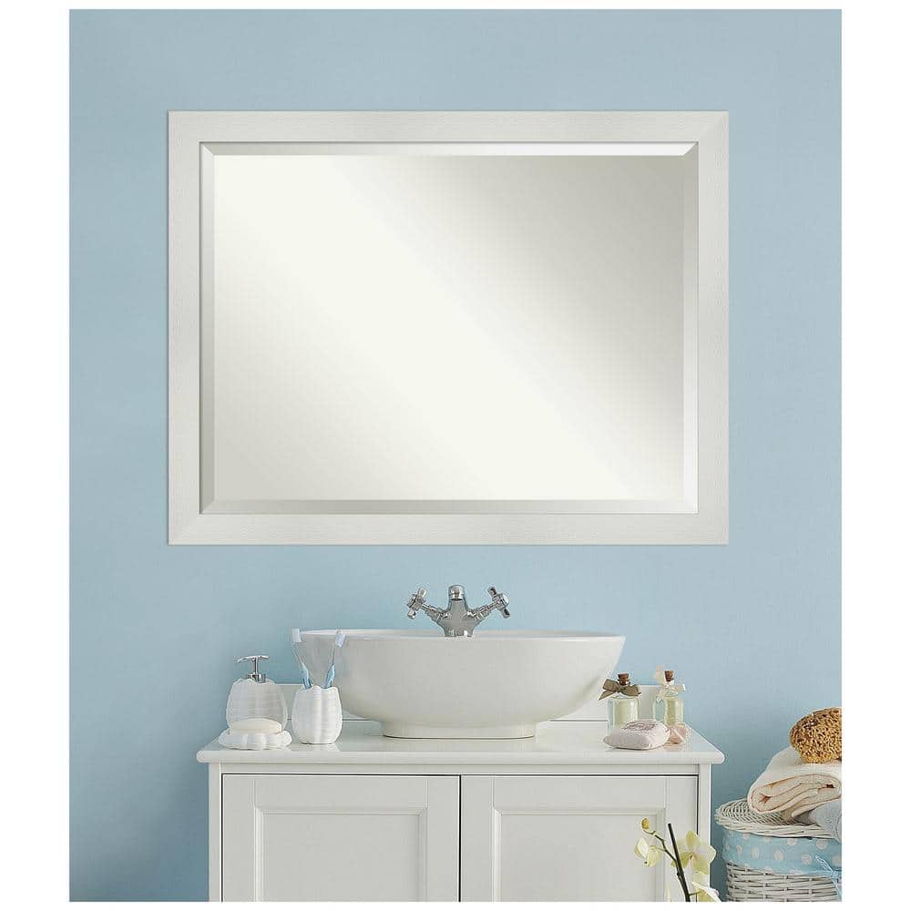 Mosaic White Frame Rectangular Bathroom Vanity Mirror