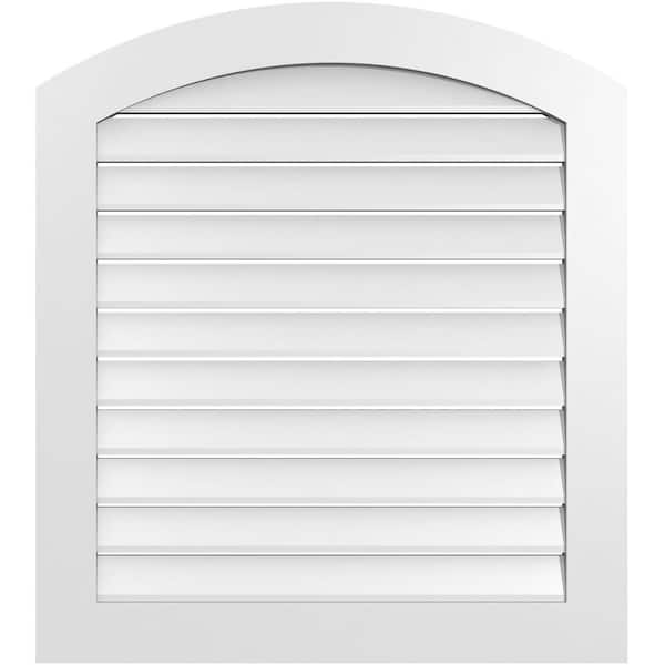 Ekena Millwork 34" x 36" Arch Top Surface Mount PVC Gable Vent: Non-Functional with Standard Frame