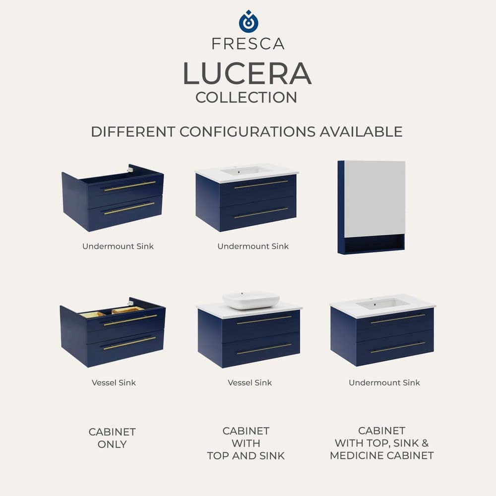 Lucera 48" White Wall Mount Double Vessel Sink Bathroom Vanity