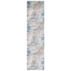 Skyler Collection Beige/Blue Green 2 ft. x 9 ft. Abstract Striped Runner Rug