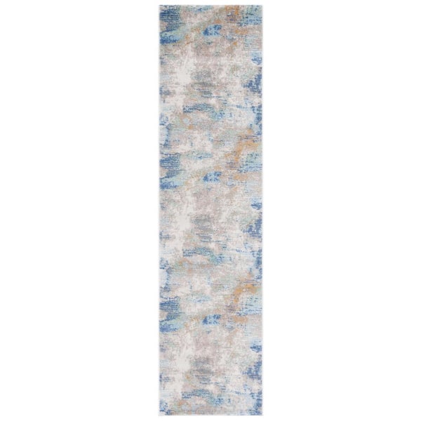 SAFAVIEH Skyler Collection Beige/Blue Green 2 ft. x 9 ft. Abstract Striped Runner Rug