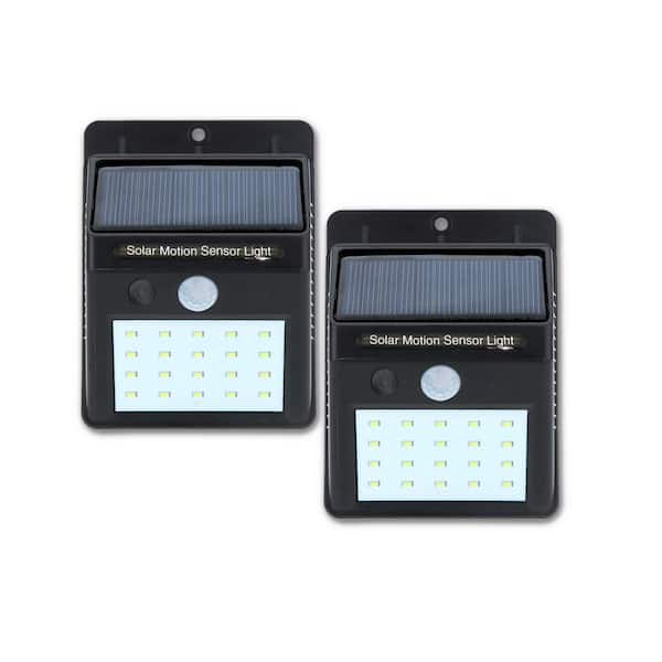 NATURE POWER 20-Light Black Motion Activated Outdoor Integrated LED Wall Pack Light (2-pack)