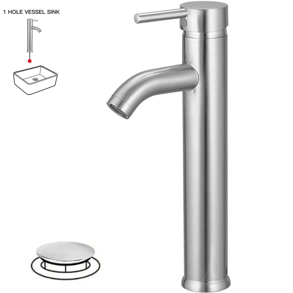 Single Hole Single Handle Bathroom Vessel Sink Faucet With Drain Assembly in Brushed Nickel price history on PriceWatchPro