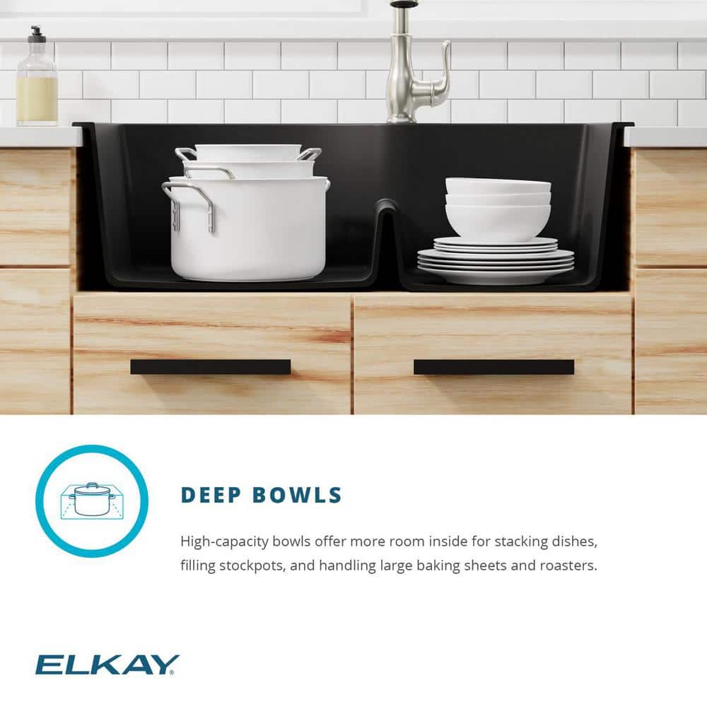 Black Quartz Double Basin Drop-In Kitchen Sink