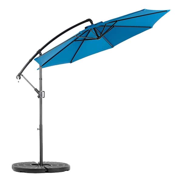 Unbranded 11 ft. Aluminum Cantilever Patio Umbrella with Tilt and 360  Rotation in Dark Blue Canopy P234538