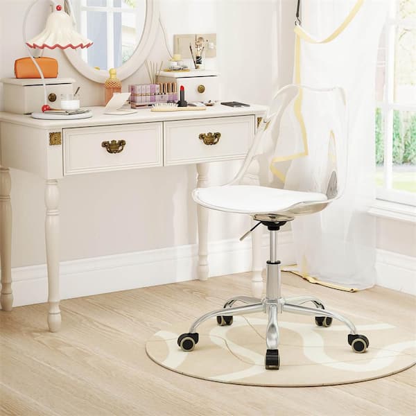 Acrylic Plastic Metal Foam Ergonomic Adjustable Height Guest or Visitor Chair in Clear Set of 1 with Non-Arm