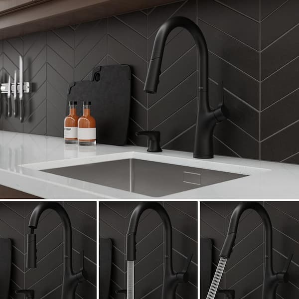Ceylon Single Handle Culinary Pull Down Sprayer Kitchen Faucet in Spot Defense Matte Black