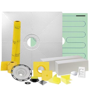Pro GEN II 48 in. x 48 in. Floor Heating and Shower Waterproofing Kit with Center Drain and ABS Flange