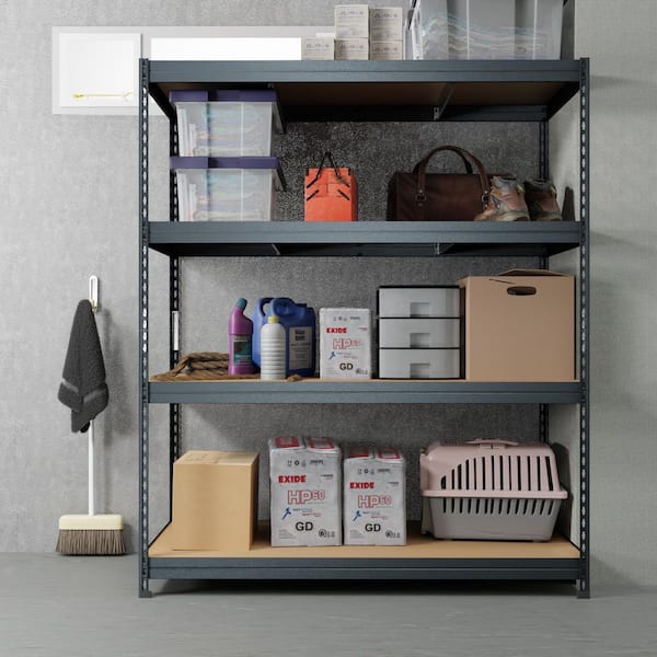 Garage Series 4-Tier Galvanized Steel Storage Shelving Unit, Matte Dark Gray, HDF Racks (59 in. W x 71 in. H x 18 in. D)