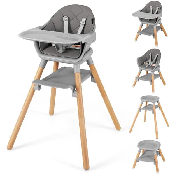 3 in 1 High Chairs for Babies and Toddlers, Eat and Grow Convertible Highchair with Foot Rest Grey