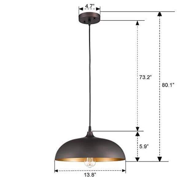 Bronze Dome LED Farmhouse Pendant Light with Gold Interior