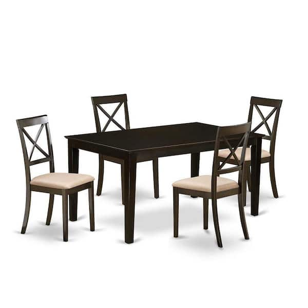 East West Furniture 5-Piece Cappuccino Solid Wood Top - Dining Room Set - Seats 4