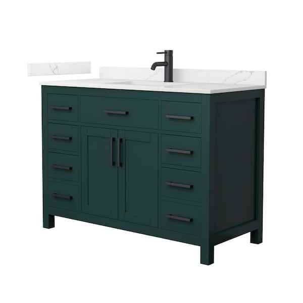 Beckett 48 in. Single Freestanding Green Bath Vanity with Giotto Quartz Top (Assembled)