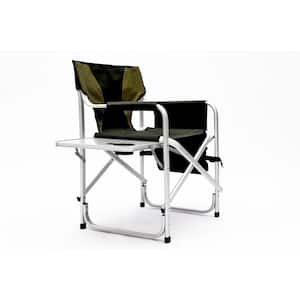 2-Piece Padded Folding Outdoor Chair with Side Table and Storage Pockets, Lightweight Oversized Directors Chair