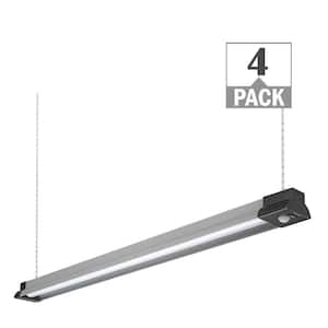 3.3 ft. 64-Watt Equivalent Motion Sensing Linkable Black Gray Integrated LED Shop Light 3000 Lumens 4000K (4-Pack)