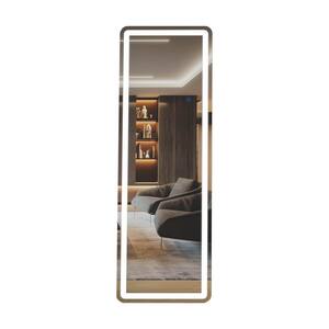 Avex White 21 in. W x 64 in. H Rectangle Aluminum Full Length Mirror With Stand and 3 Color LED Lights