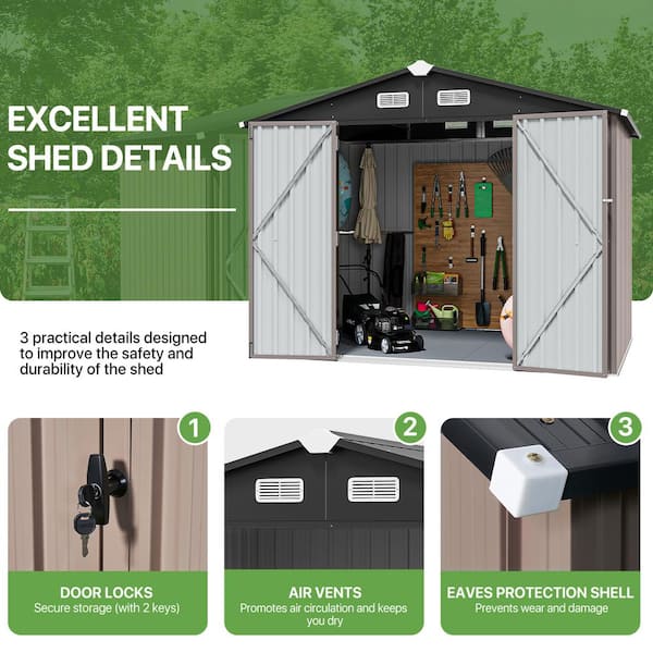 Sizzim 8 ft. W x 6 ft. D Metal Storage Shed with Plastic Floor