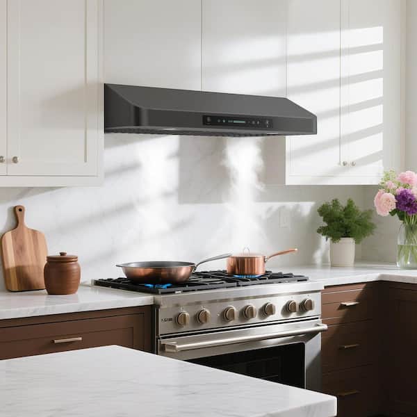 36 in. 900 CFM Ducted Under Cabinet Range Hood in Black Stainless 3-Venting Options, Touch and Gesture Control, Remote