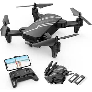 Mini Drone with 720P HD FPV Camera Remote Control, Headless Mode, Speed Adjustment, 3D Flips and 2-Batteries, Black