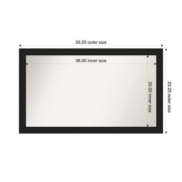 Amanti Art Midnight Black Narrow 39.25 in. x 23.25 in. Custom Non-Beveled Wood FramedBathroom Vanity Wall Mirror