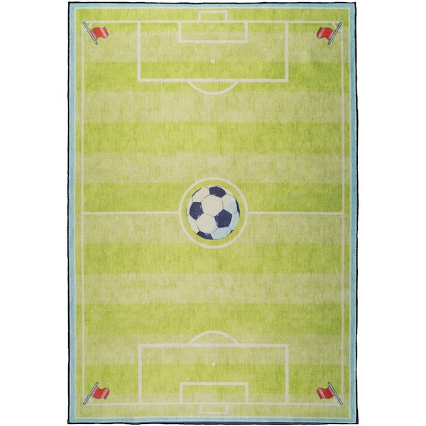 Kidz Green 4 ft. x 6 ft. Children Polyester Area Rug