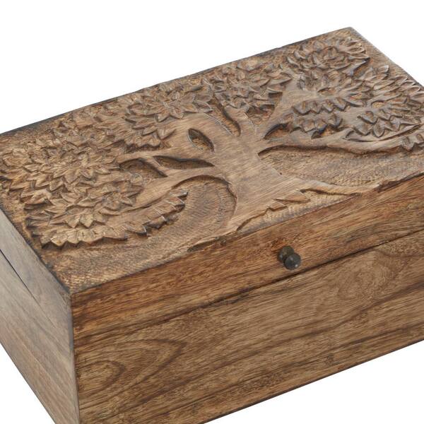 Litton Lane Rectangle Wood Handmade Floral Box with Hinged Lid