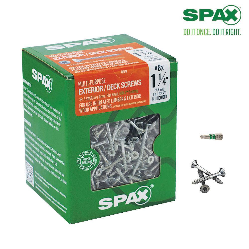 SPAX 8 x 11/4 in. TStar Plus Flat Head HCRX Coated 5 lbs. Box (1150Count) 4191670400327