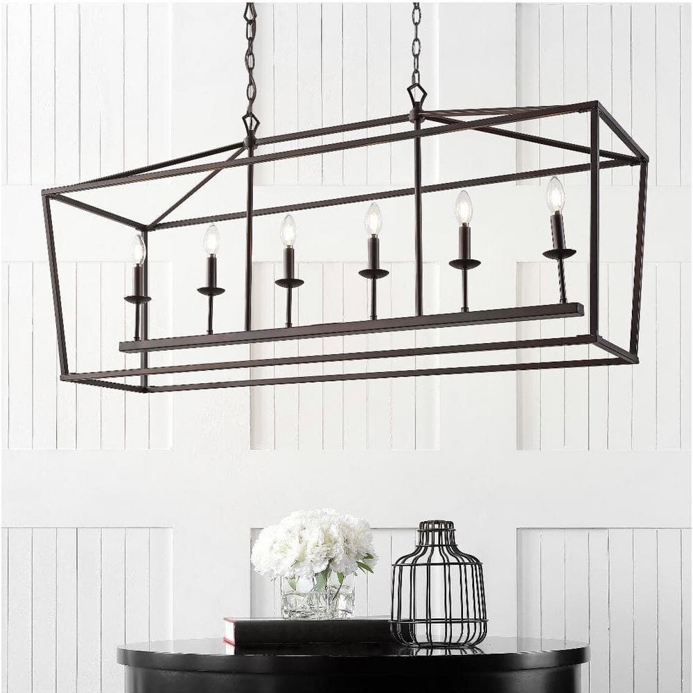 Pagoda 49" Oil Rubbed Bronze LED 6-Light Farmhouse Lantern Pendant