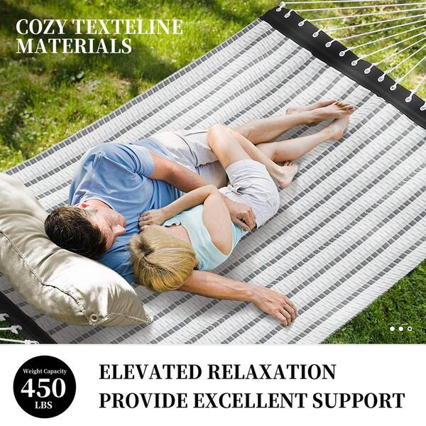 11 Quilted Double 2-Person Textilene Portable Hammock with - Main Image