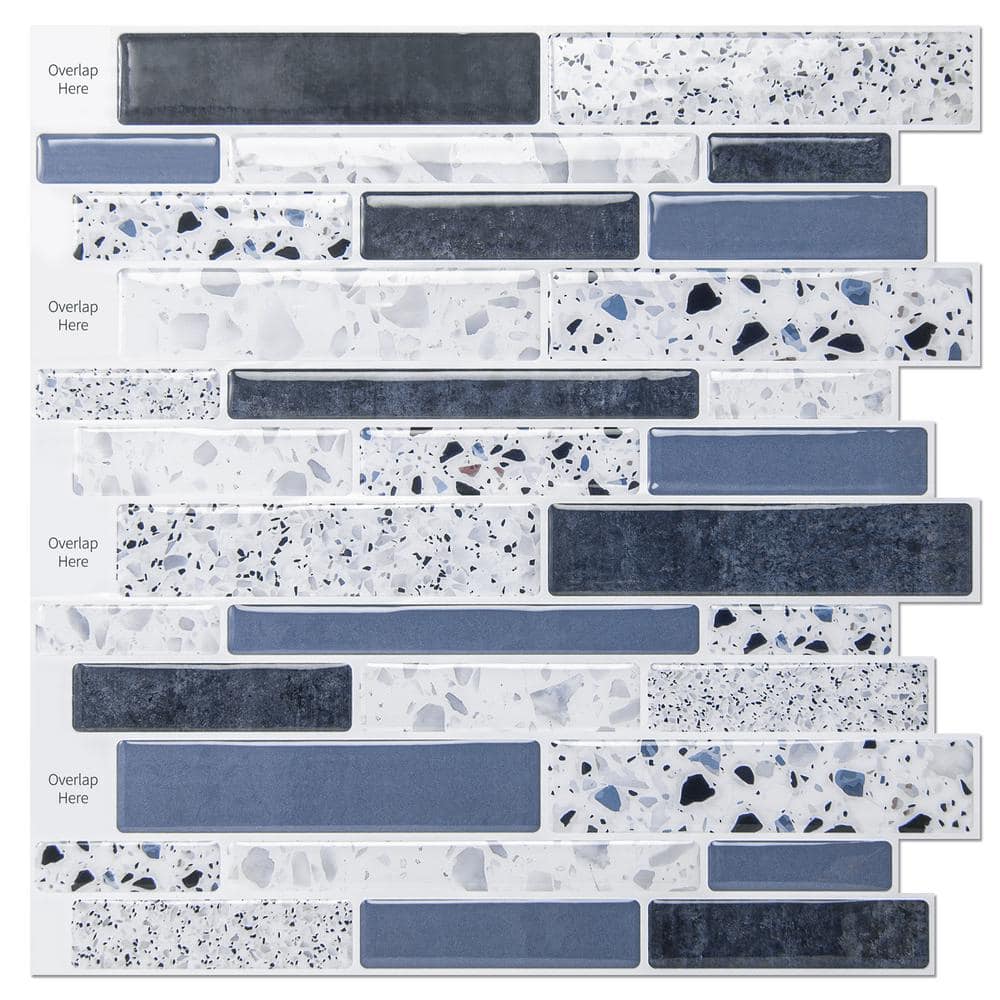 Blue Stone Design 12 in. x 12 in. Vinyl Peel and Stick Tile Backsplash for 