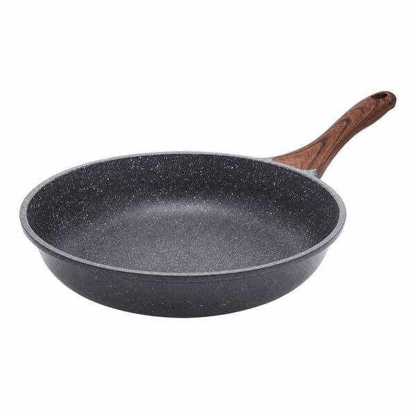 8 in. Cast Aluminum Nonstick Frying Pan, Swiss Granite Coating, Woodgrain Handle - PFOA Free