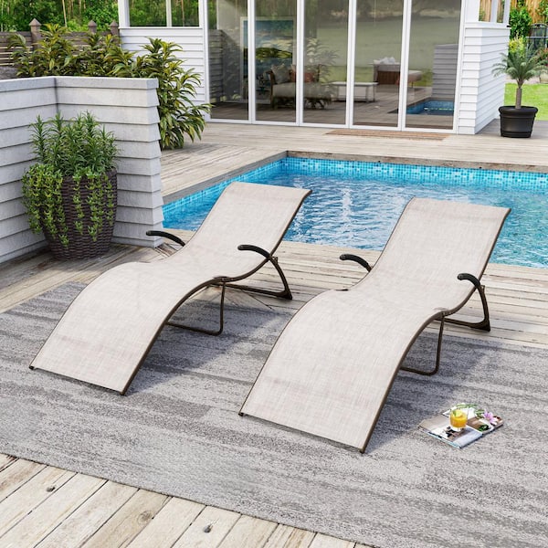 Crestlive Products Brown 2-Piece Folding Metal Outdoor Chaise Lounge