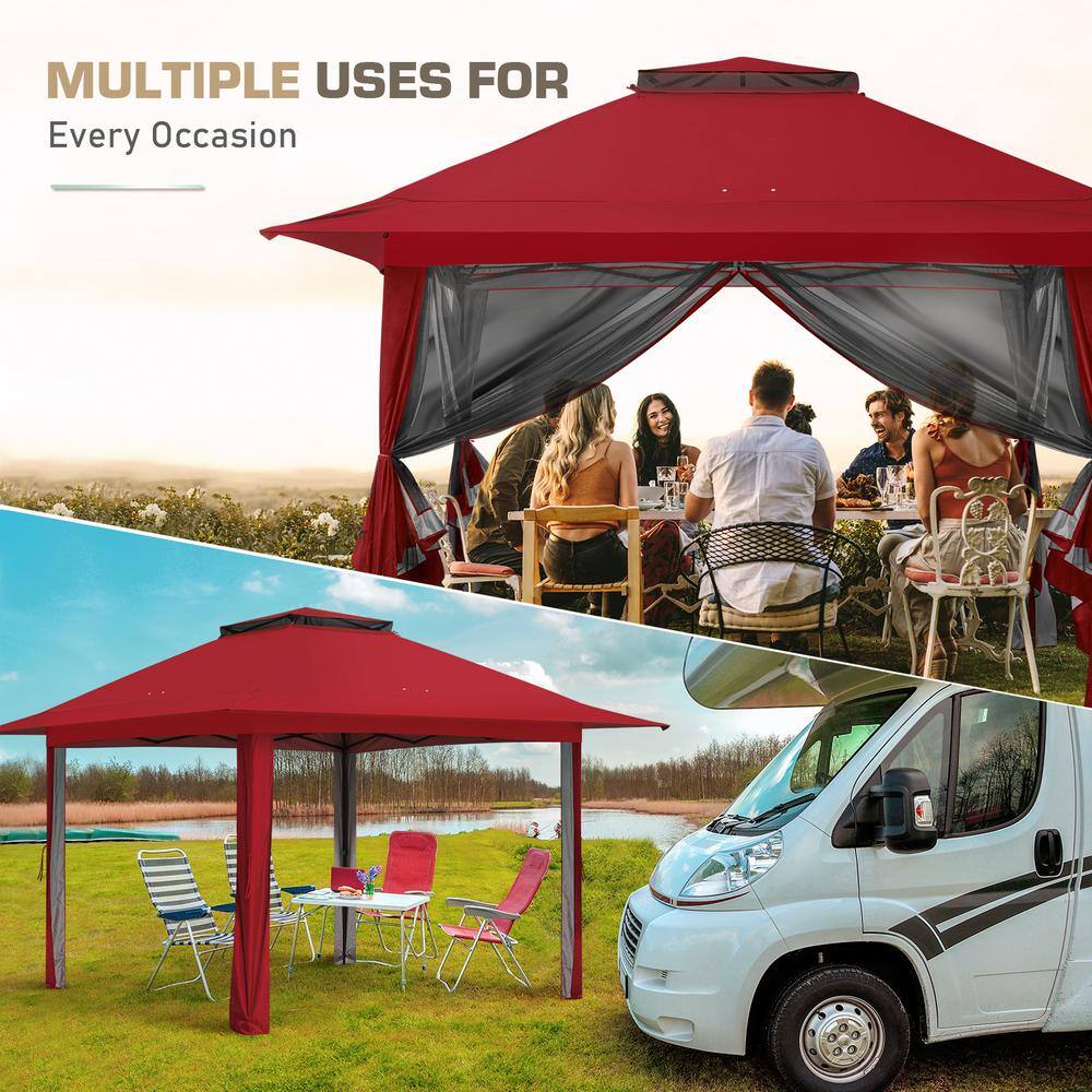 Eagle Peak Red Pop-Up Gazebo Tent with Mosquito Netting