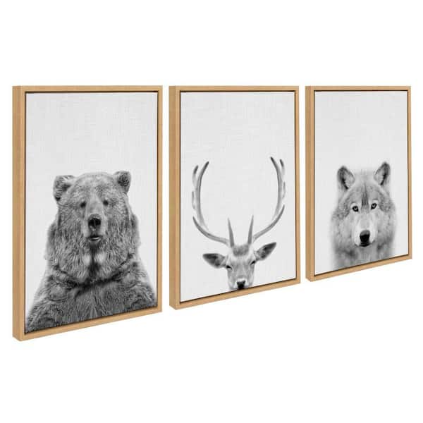 Sylvie Bear, Deer and Wolf by Simon Te of Tai Prints 3-Piece Framed Art Print 24 in. x 18 in.