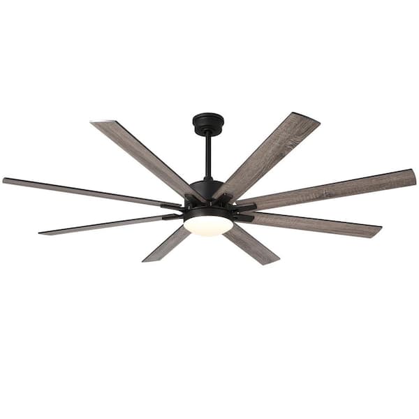 Oaks Aura Estilo 72 in. Indoor Modern Black Ceiling Fan with LED Light and Remote Control, 6-Speed Reverisble Wood Grain Blades