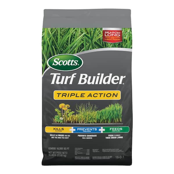 Scotts Turf Builder 50 lbs. 10,000 sq. ft. Triple Action, Weed Killer and Preventer Plus Lawn Fertilizer
