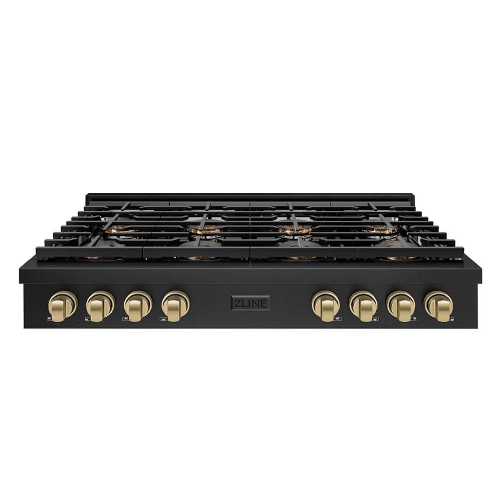 Autograph 48 in. Paramount Gas Rangetop with 8 Burner DuoPro Cooktop in Black Stainless and Champagne Bronze Accents