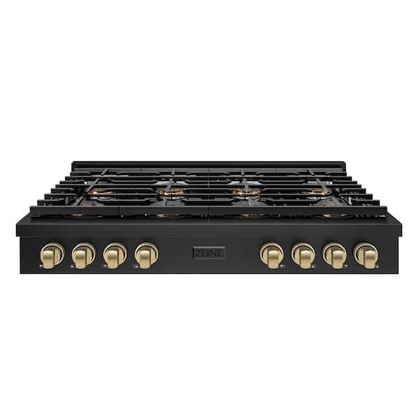 Autograph 48 in. Paramount Gas Rangetop with 8 Burner DuoPro Cooktop in Black Stainless and Champagne Bronze Accents