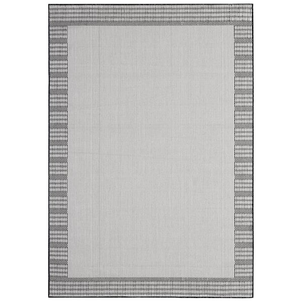 Nicole Miller Patio Country Landry Gray/Black 8 ft. x 10 ft. Border Indoor/Outdoor Area Rug