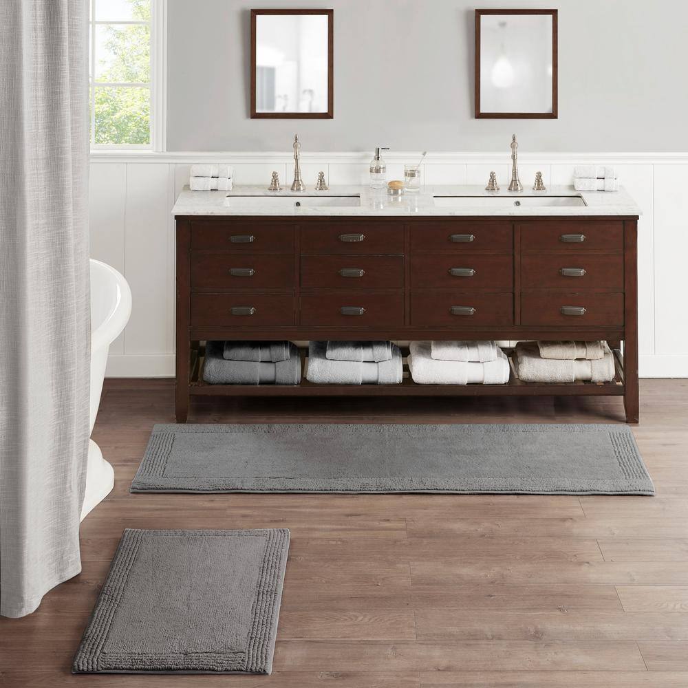 MADISON PARK Signature Splendor 24 in. x 72 in. Gray 100% Cotton Tufted ...