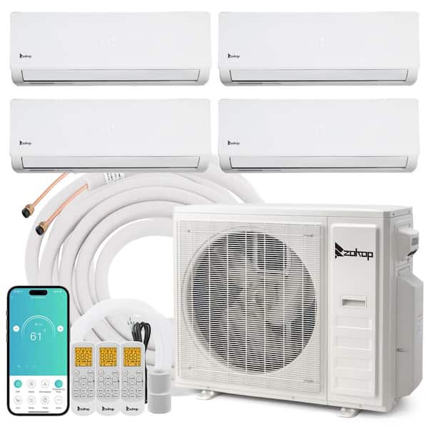 20 SEER2 38,000 BTU 3-Ton 4-Zone WiFi Ductless Mini Split Air Conditioner with Heat Pump 9K Plus 9K Plus 9K Plus 12K