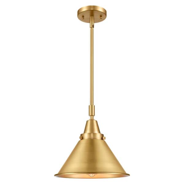Briarcliff 100-Watt 1-Light Satin Gold Standard Mini Pendant Light with Metal Shade