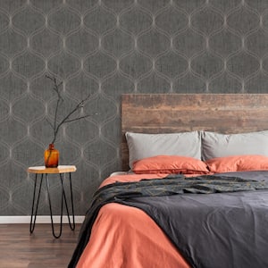 Optical Geo Grey Unpasted Removable Strippable Vinyl Wallpaper