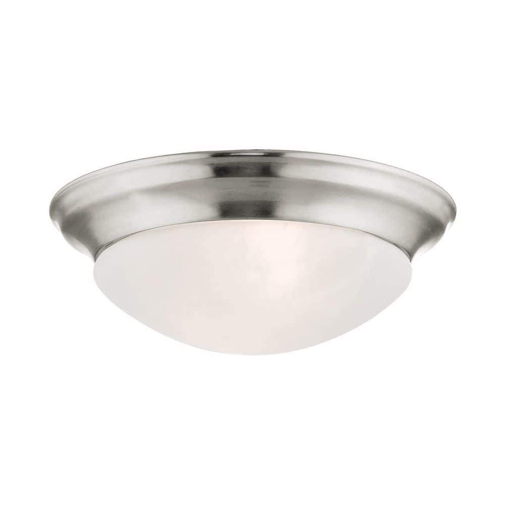 Coronado 14" Brushed Nickel Dome Ceiling Light with White Alabaster Glass
